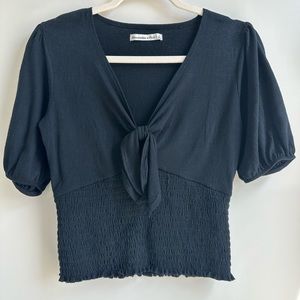 Abercrombie & Fitch Black Tie-Front Top Size S